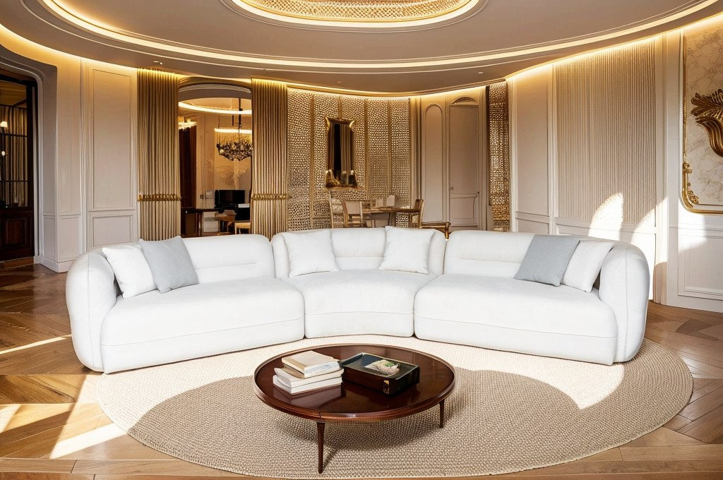 Divani Casa Gypsy - Modern Off-White Fabric Curved Sectional Sofa