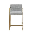 Modrest Suzanne - Modern Grey Fabric + Antique Brass Counter Chair