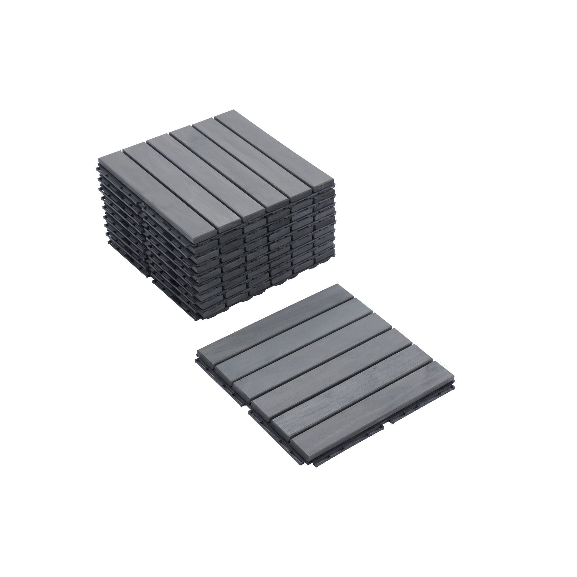 Interlocking Deck Tiles Striped Pattern, Waterproof Anti Mildew Brown