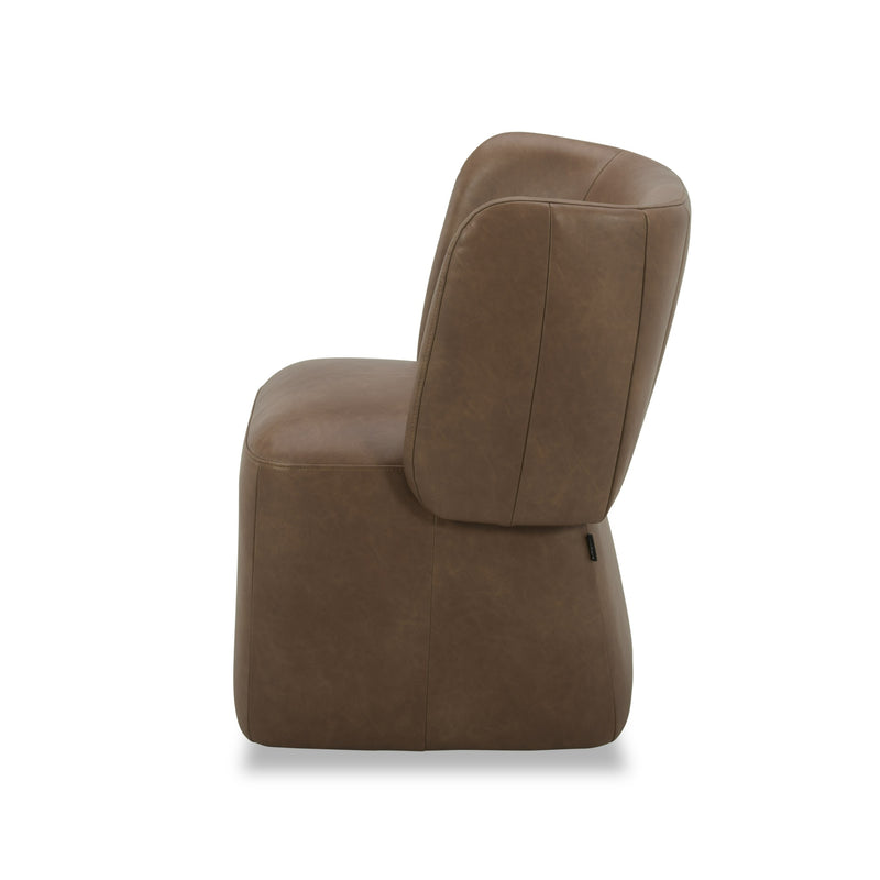 Modrest Standing - Modern Brown Vegan Leather Dining Chair w/ Castor Wheels