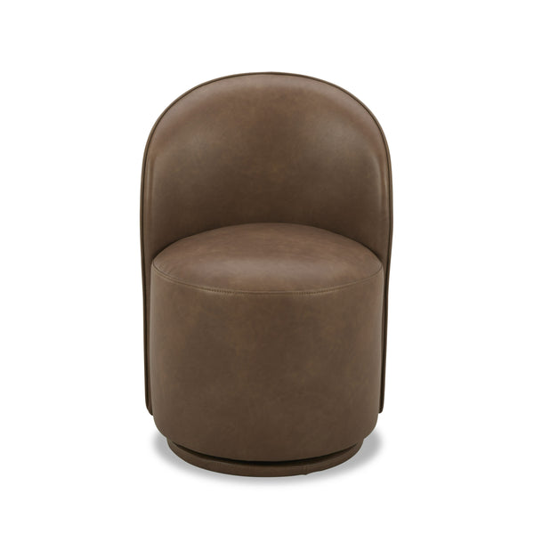 Modrest Correa - Modern Brown Vegan Leather Swivel Dining Chair