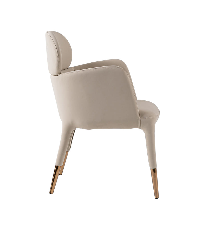 Modrest Shannon - Modern Beige Vegan Leather + Rosegold Dining Chair
