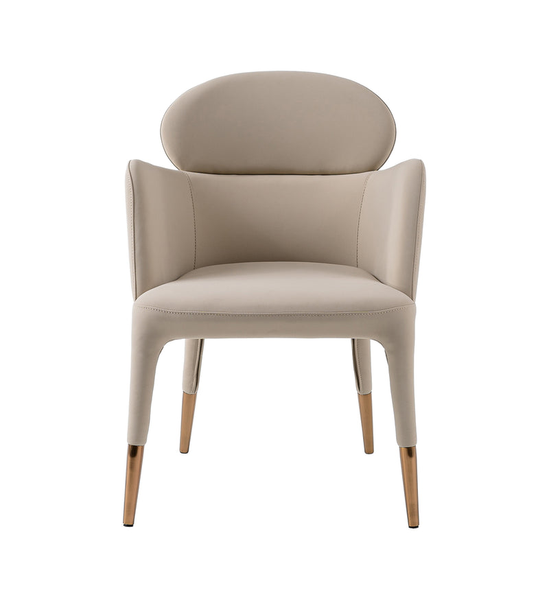 Modrest Shannon - Modern Beige Vegan Leather + Rosegold Dining Chair