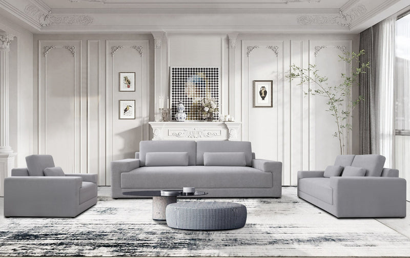 Divani Casa Loki - Modern Grey Fabric 4-Seat Sofa