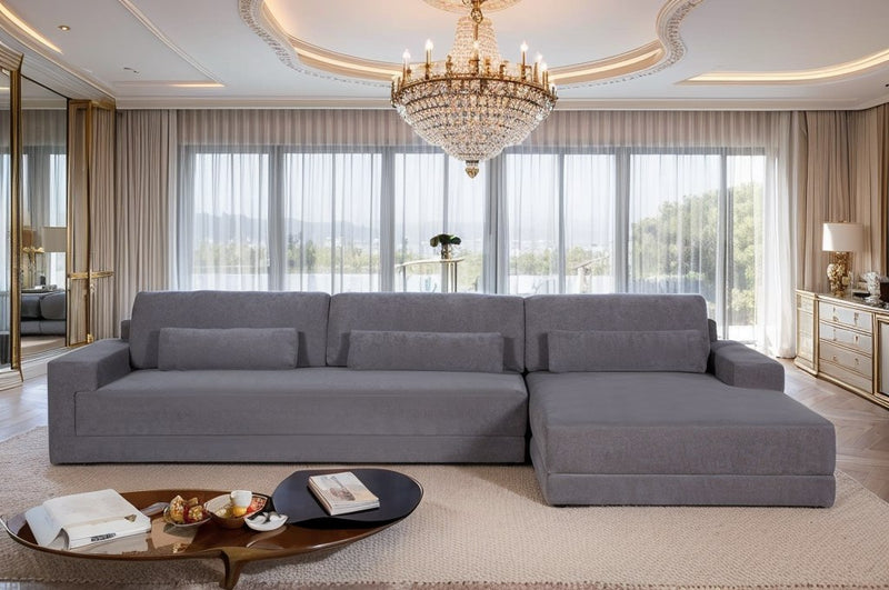 Divani Casa Loki - Modern Grey Fabric Right Facing Sectional Sofa