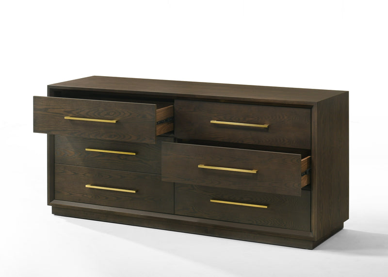 Modrest Manhattan - Contemporary Brown Oak and Gold Dresser