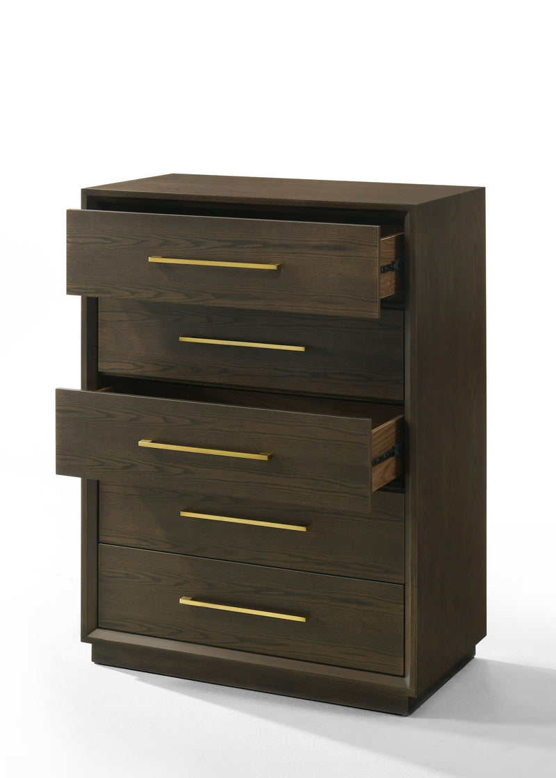 Modrest Manhattan - Contemporary Brown Oak and Gold Chest