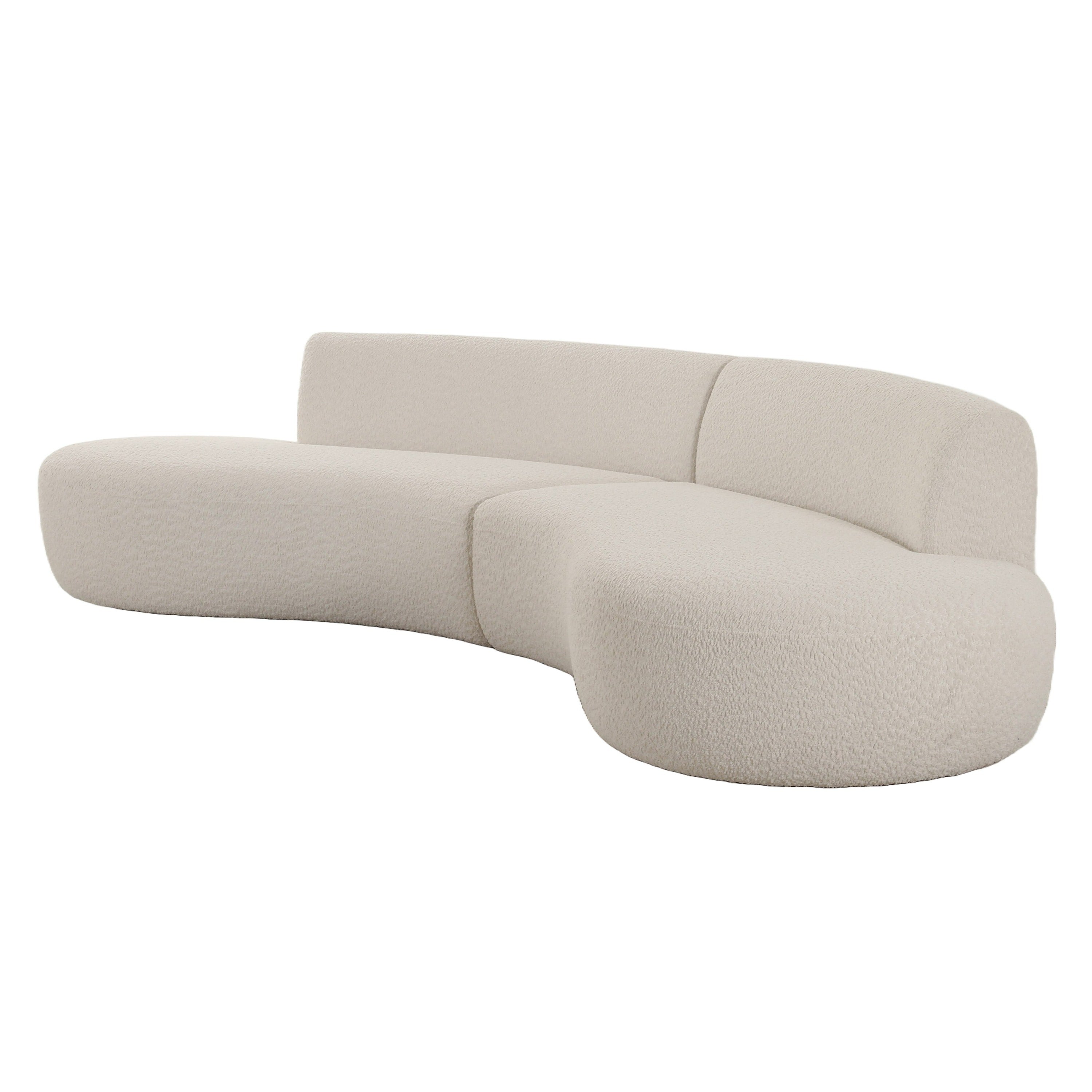 Divani Casa Weldon - Modern Off-White Fabric Curved Sectional