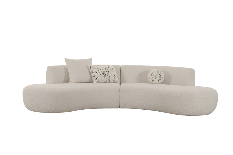 Divani Casa Weldon - Modern Off-White Fabric Curved Sectional