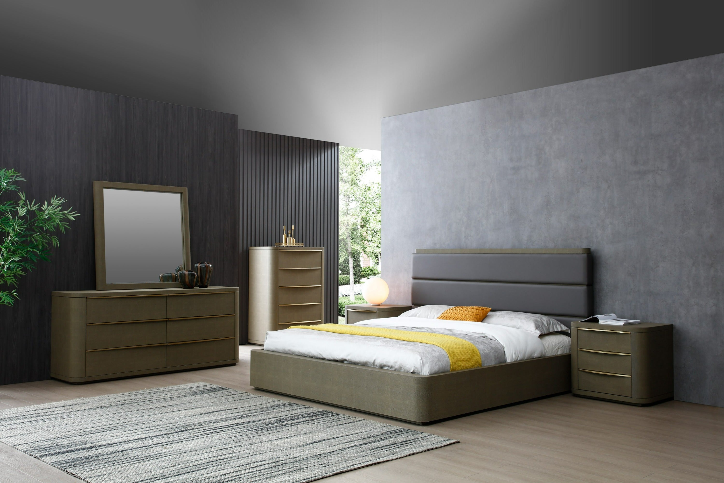Modrest Lois - Modern Beige Shagreen + Brass Chest