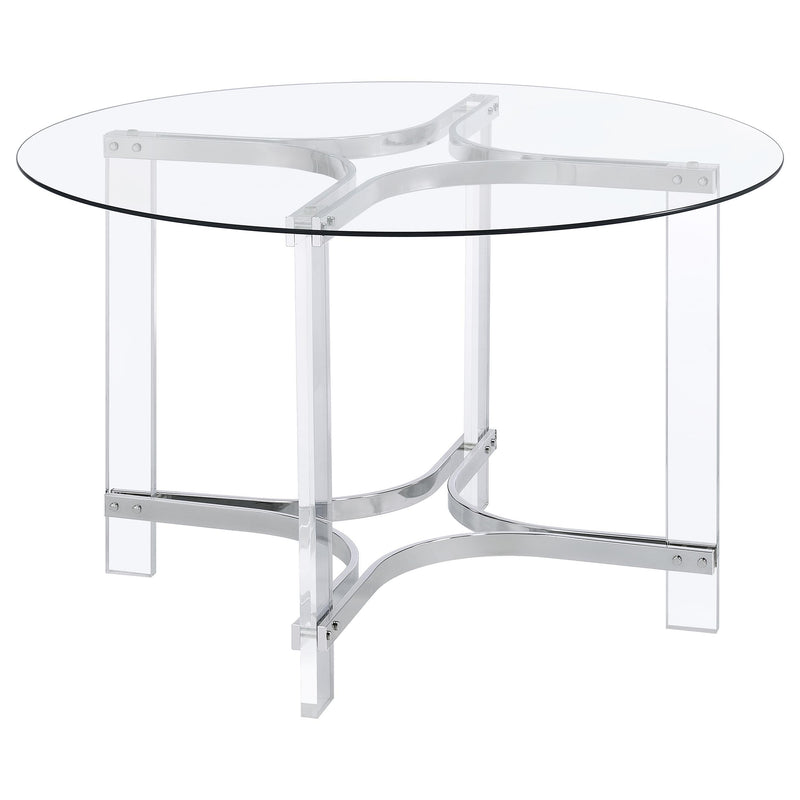 Coaster Furniture Round Keeling Dining Table with Glass Top 108501 IMAGE 1