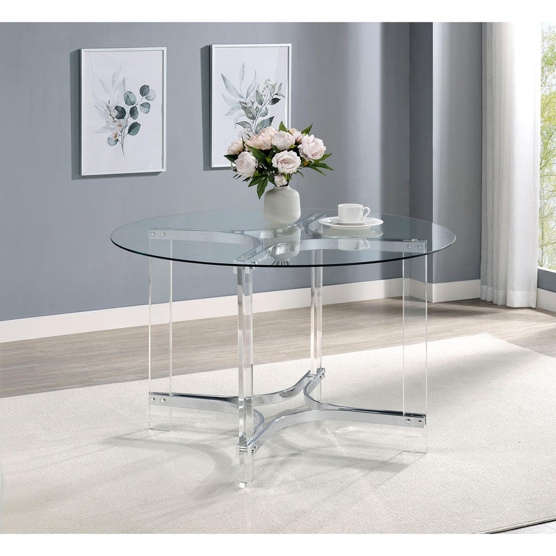 Coaster Furniture Round Keeling Dining Table with Glass Top 108501 IMAGE 2