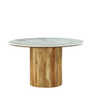 Modrest Shirley - Modern White Marble + Natural Acacia Round Dining Table
