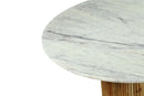 Modrest Shirley - Modern White Marble + Natural Acacia Round Dining Table