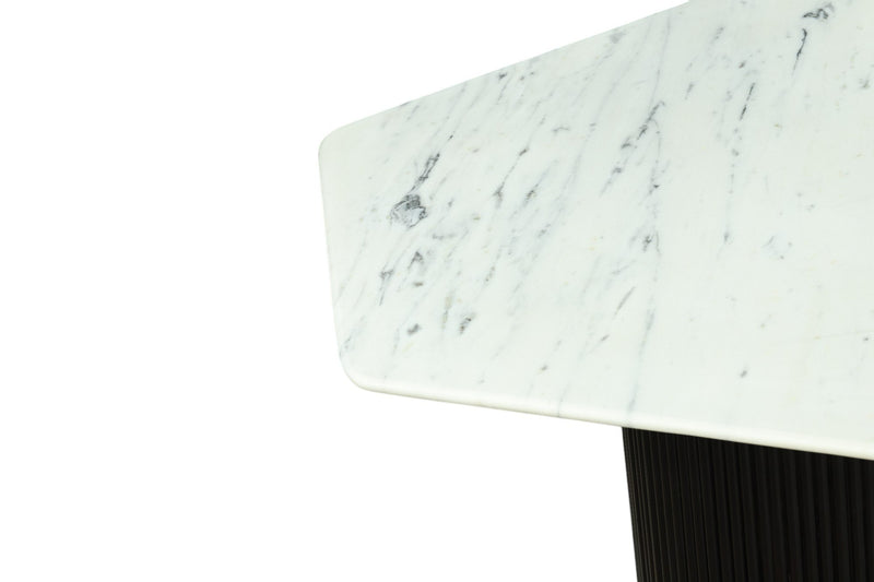 Modrest Rivas - Modern White Marble + Black Hex Dining Table