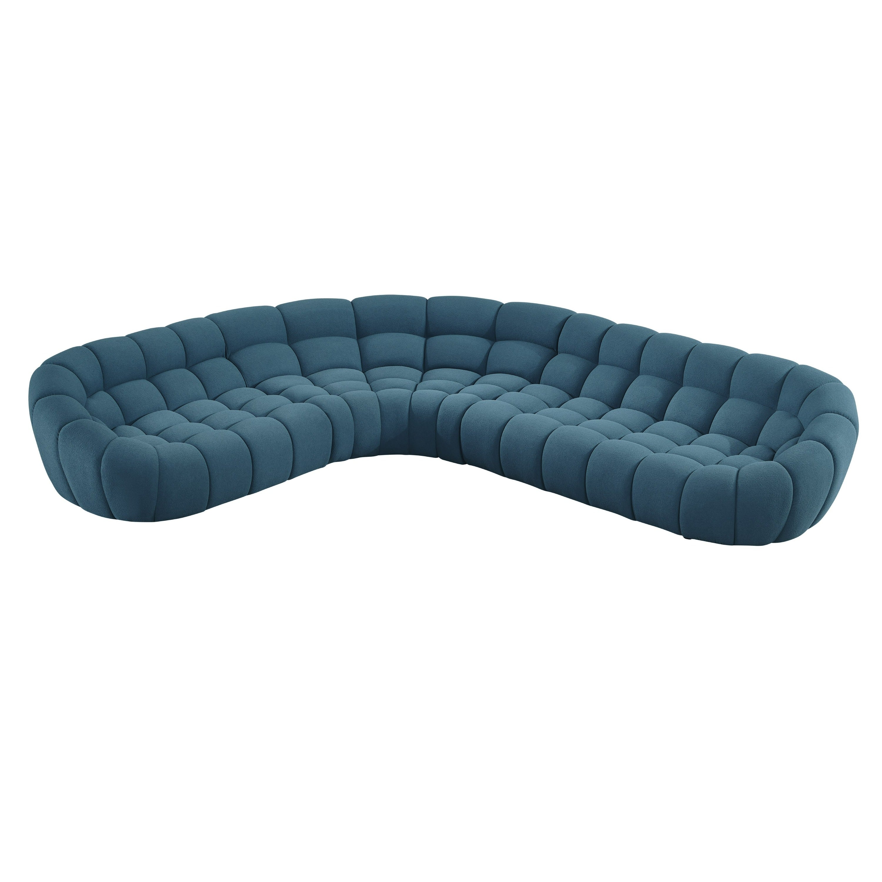 Divani Casa Yolonda - Dark Teal Fabric Sectional Sofa