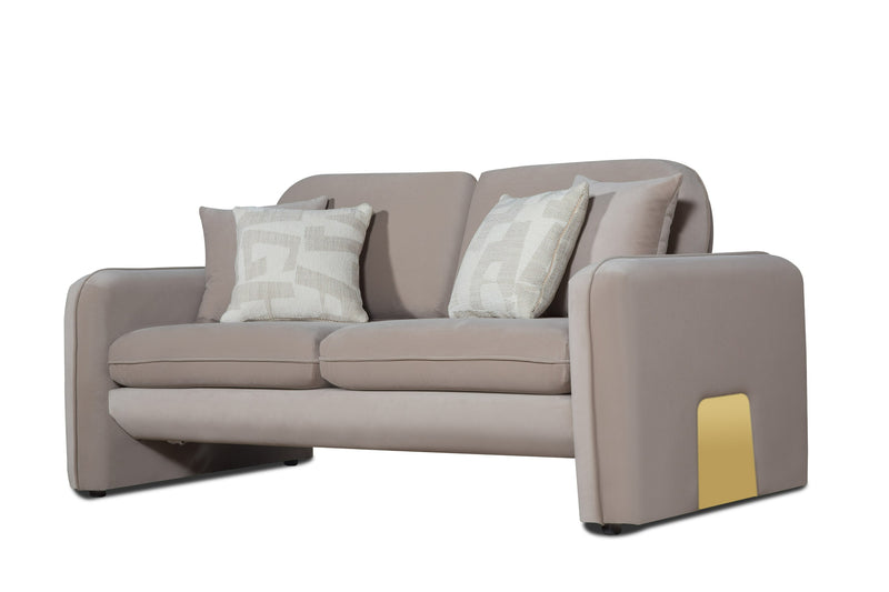 Divani Casa Gaston - Modern Taupe Velvet Loveseat