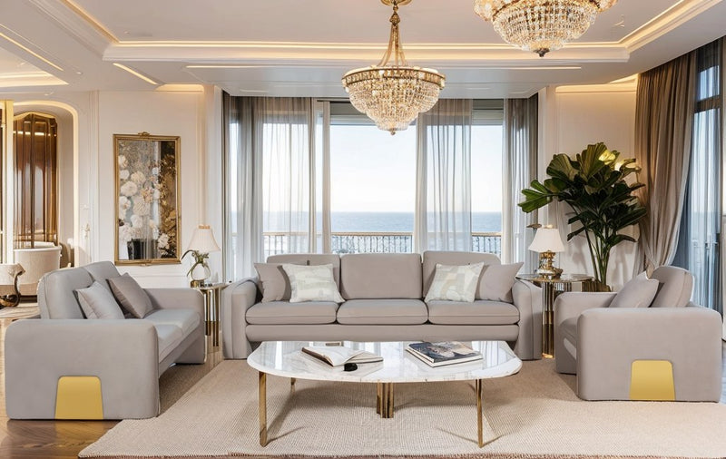 Divani Casa Gaston - Modern Taupe Velvet Sofa