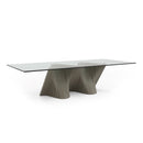 Modrest Byer - Modern Glass + Grey Ash Dining Table