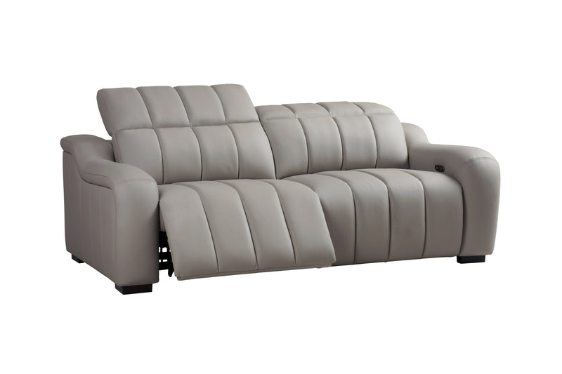 Divani Casa Paddy - Modern Grey Leather Sofa w/ 2 Recliners