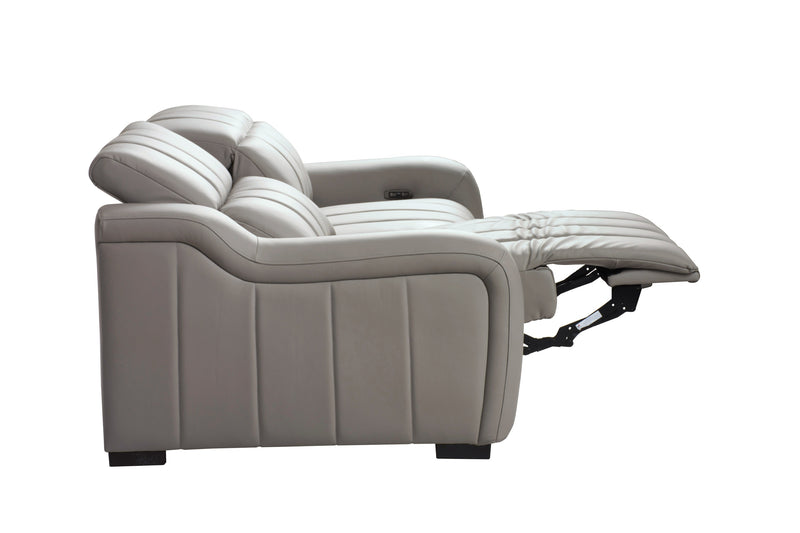 Divani Casa Paddy - Modern Grey Leather Sofa w/ 2 Recliners