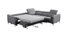 Divani Casa Coffman - Modern Grey Fabric Sectional Sofa w/ Sofa Bed + Recliner