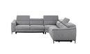 Divani Casa Coffman - Modern Grey Fabric Sectional Sofa w/ Sofa Bed + Recliner