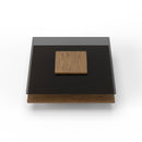 Modrest Clarion - Modern Walnut & Grey Glass Coffee Table