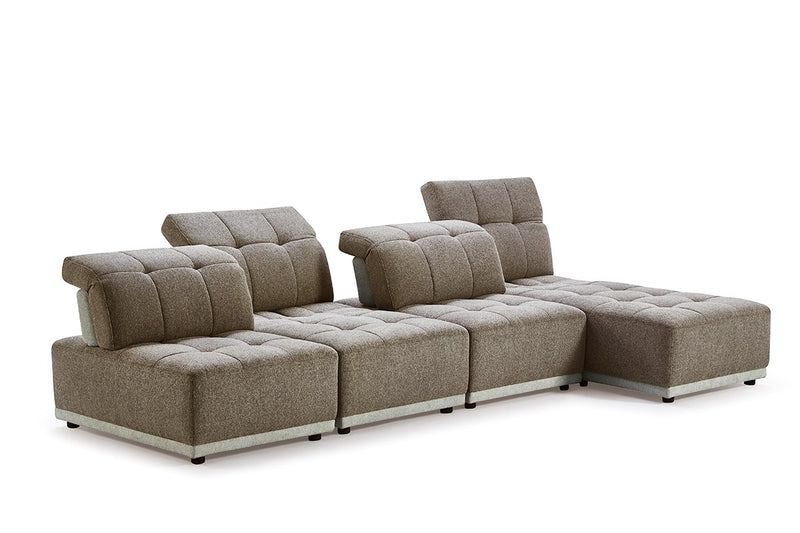 Divani Casa Ekron - Modern Brown & Beige Fabric Modular Sectional Sofa