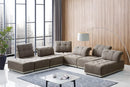 Divani Casa Ekron - Modern Brown & Beige Fabric Modular Sectional Sofa