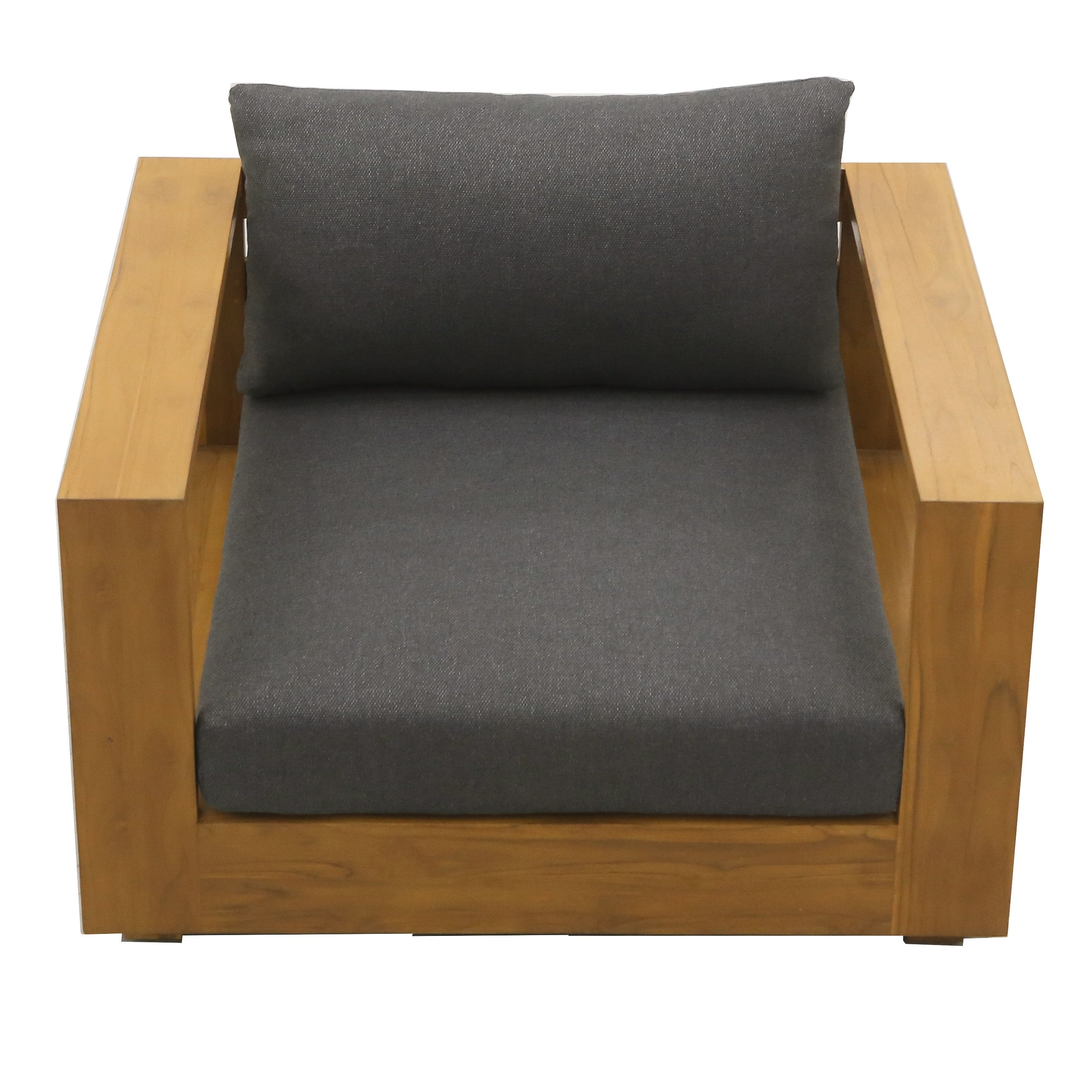 Renava Santorini - Outdoor Grey Olefin Fabric + Natural Teak Lounge Chair