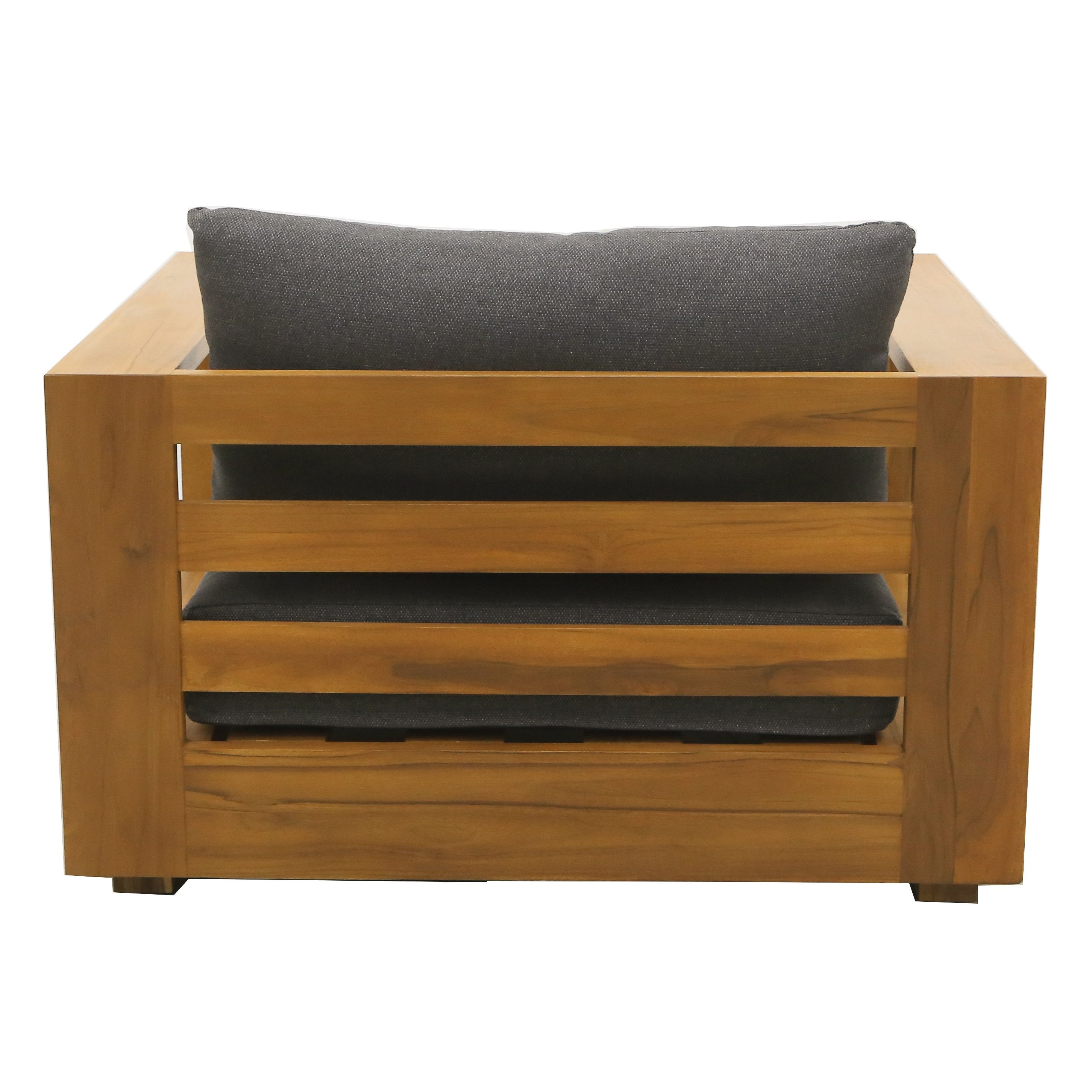 Renava Santorini - Outdoor Grey Olefin Fabric + Natural Teak Lounge Chair