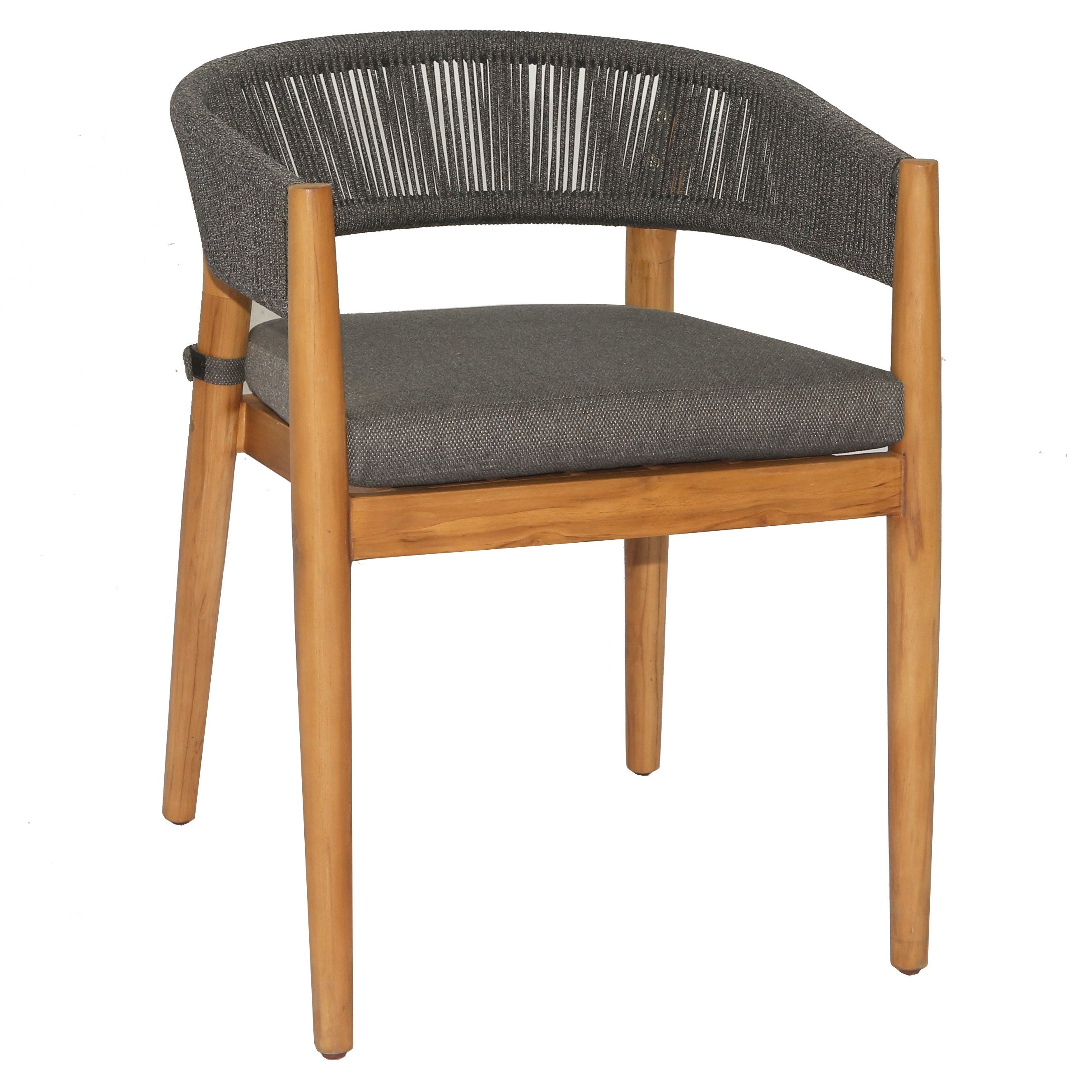 Renava Kamari - Outdoor Grey Olefin Fabric + Teak Dining Chair (Set of 2)