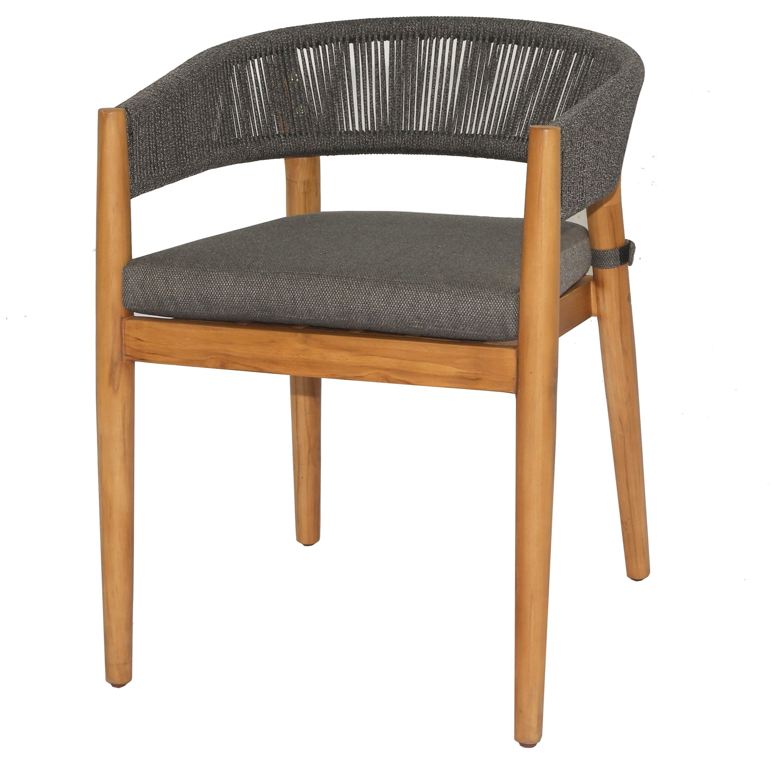 Renava Kamari - Outdoor Grey Olefin Fabric + Teak Dining Chair (Set of 2)