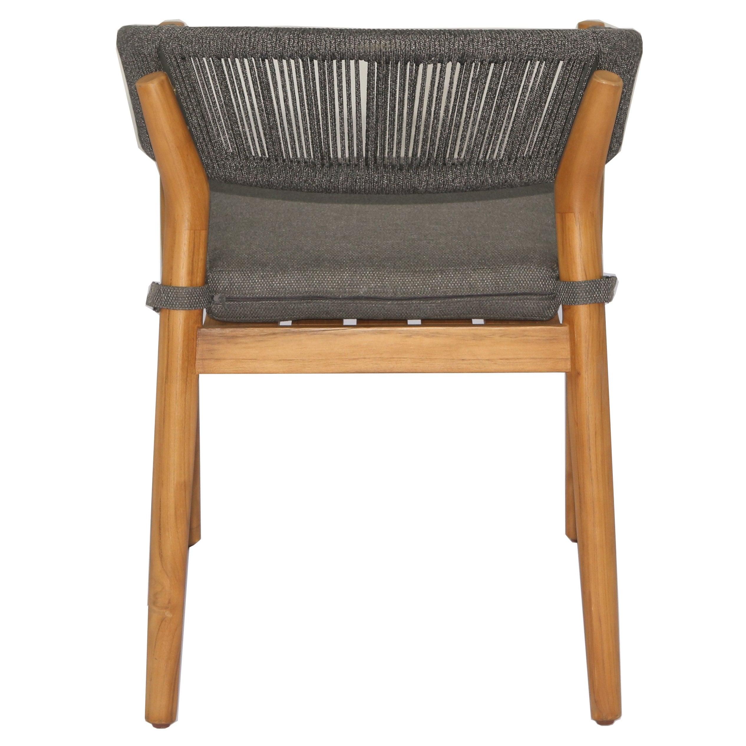 Renava Kamari - Outdoor Grey Olefin Fabric + Teak Dining Chair (Set of 2)
