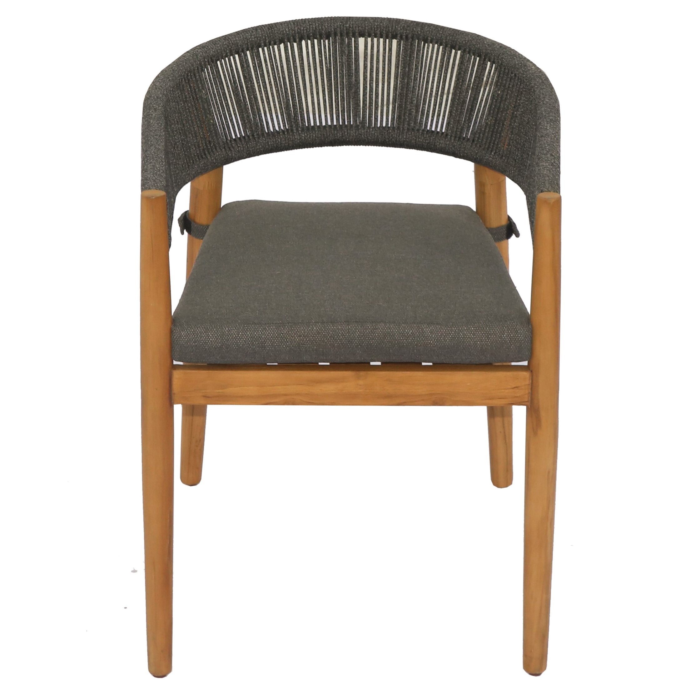 Renava Kamari - Outdoor Grey Olefin Fabric + Teak Dining Chair (Set of 2)