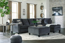 Abinger 2-Piece Navy Sectional with Ottoman