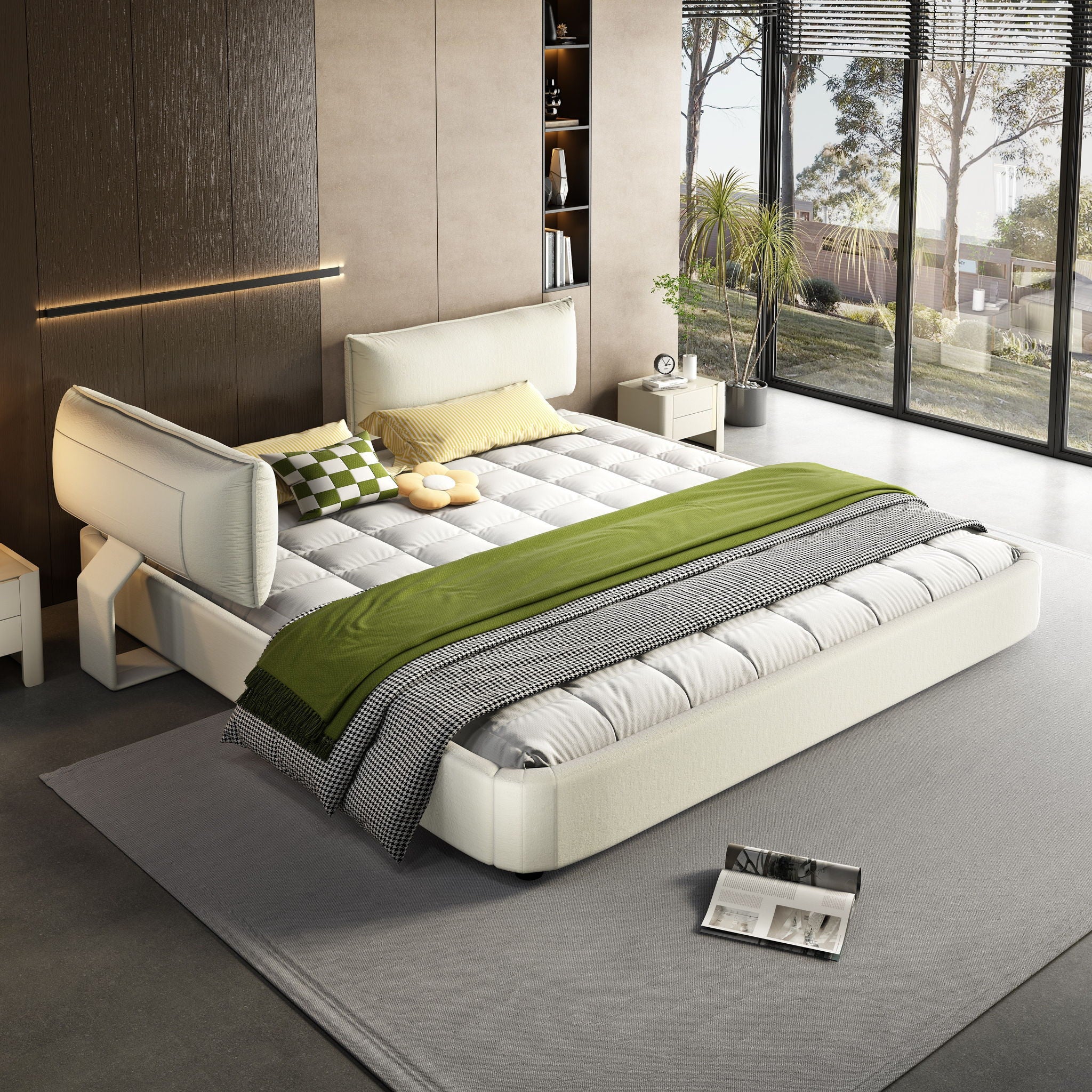Cloud Bed Frame With Oversized Padded Movable Headboard