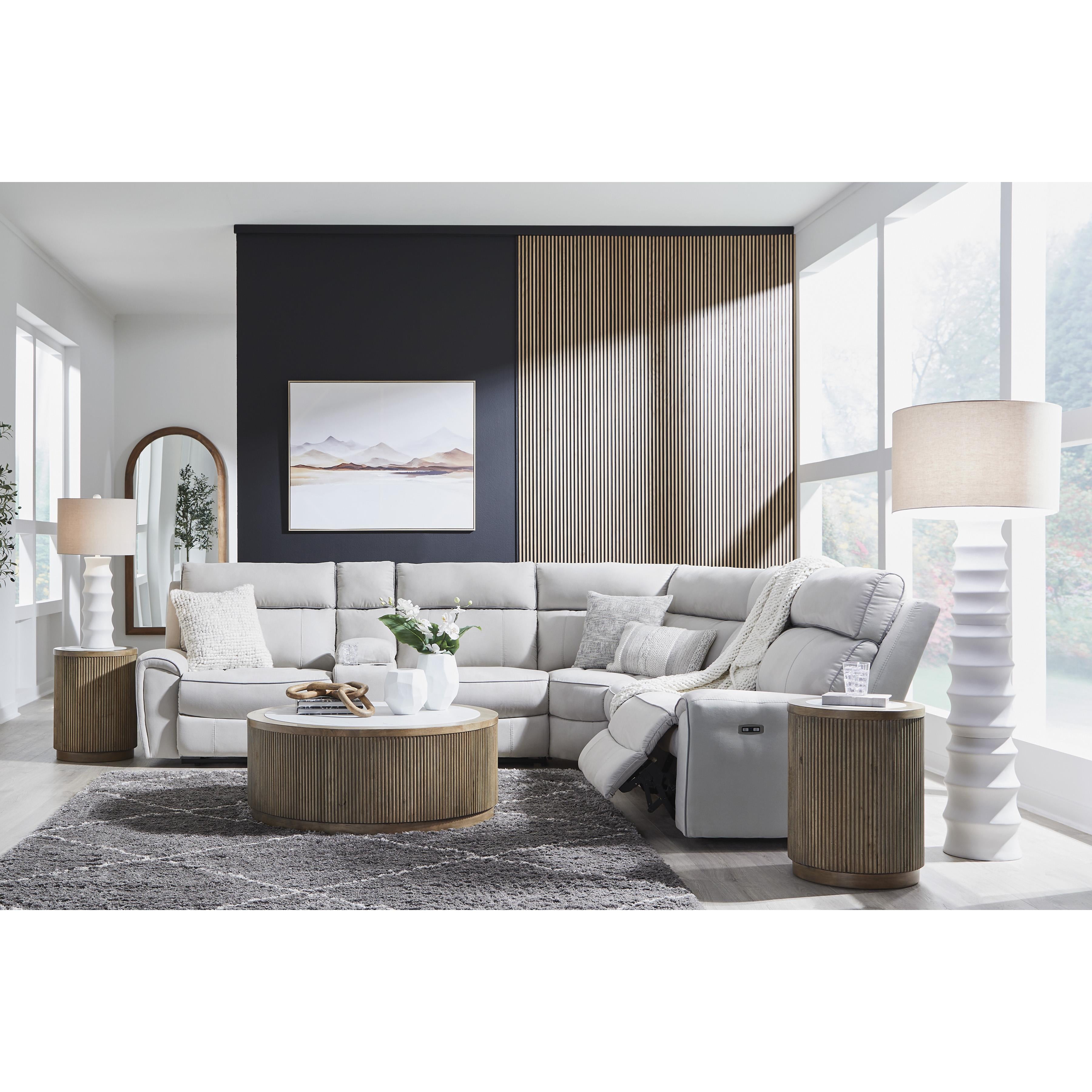 Signature Design by Ashley Social Pointe PC98802S36 6 pc Reclining Sectional with Storage Console IMAGE 4