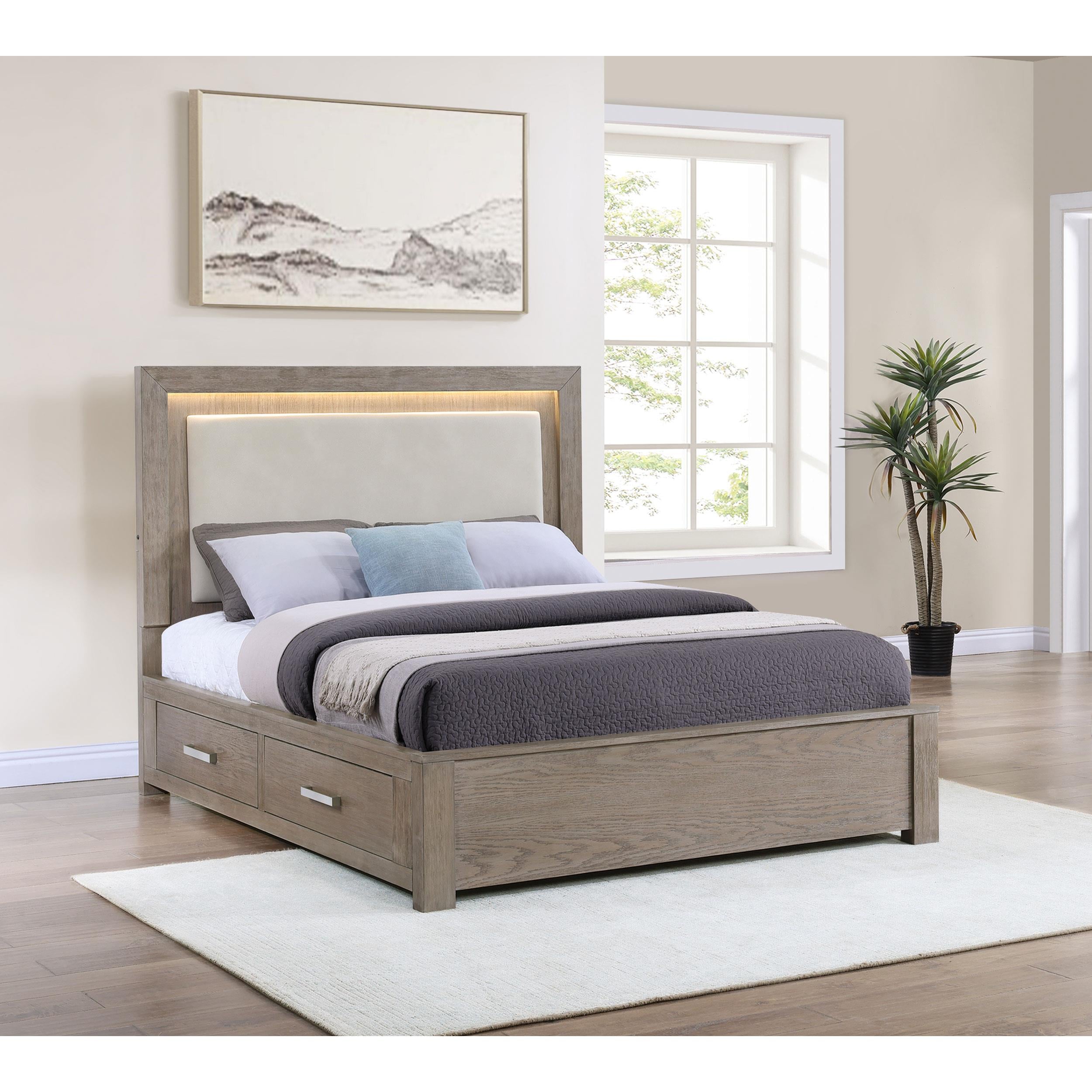 Coaster Furniture Kenora 224850KW 56-inch California King LED Storage Bed - Barley Brown IMAGE 8