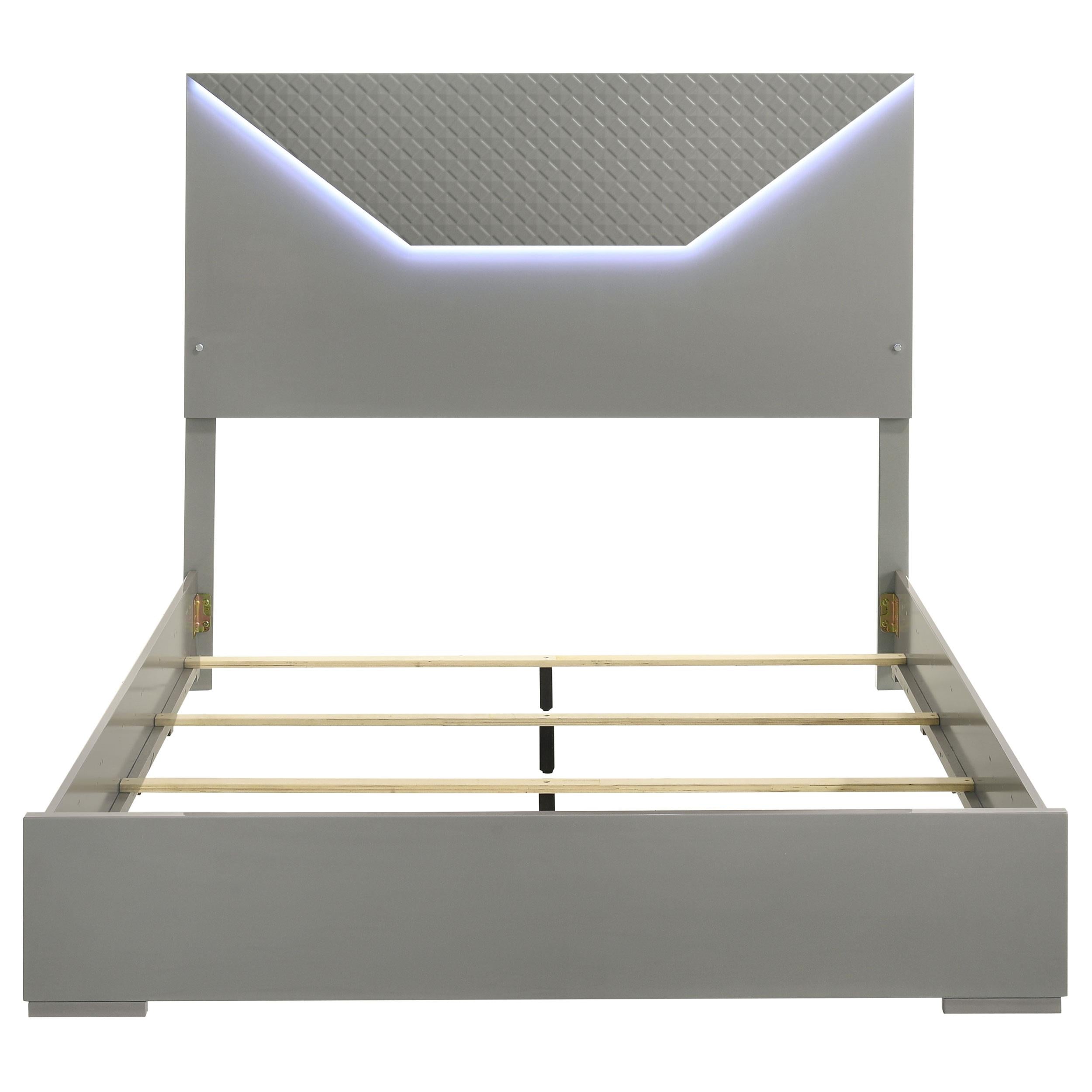 Coaster Furniture Ives 224971Q Queen Panel Bed LED Headboard - Grey High Gloss IMAGE 3