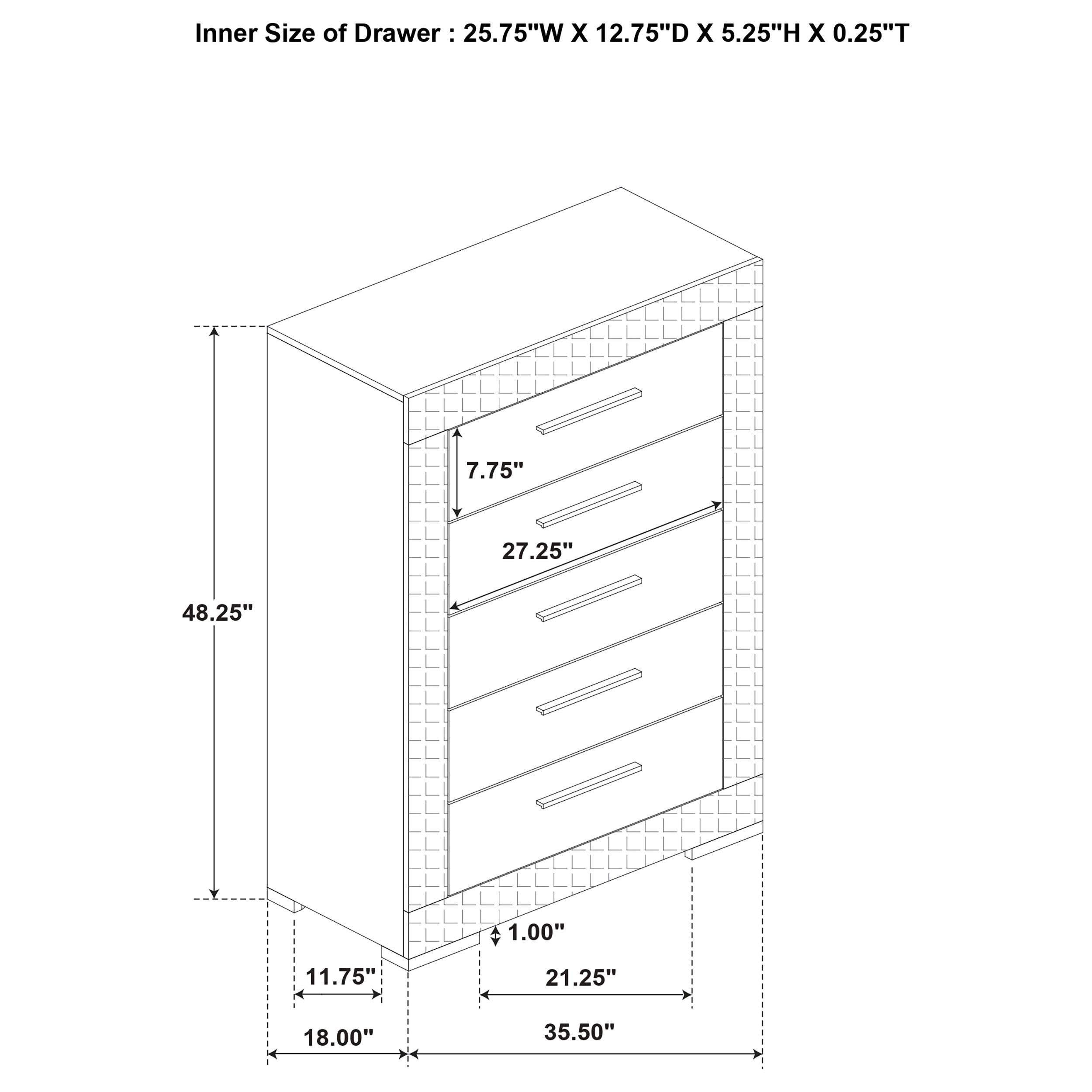 Coaster Furniture Ives 224975 5-Drawer Bedroom Chest of Drawers - Grey High Gloss IMAGE 10