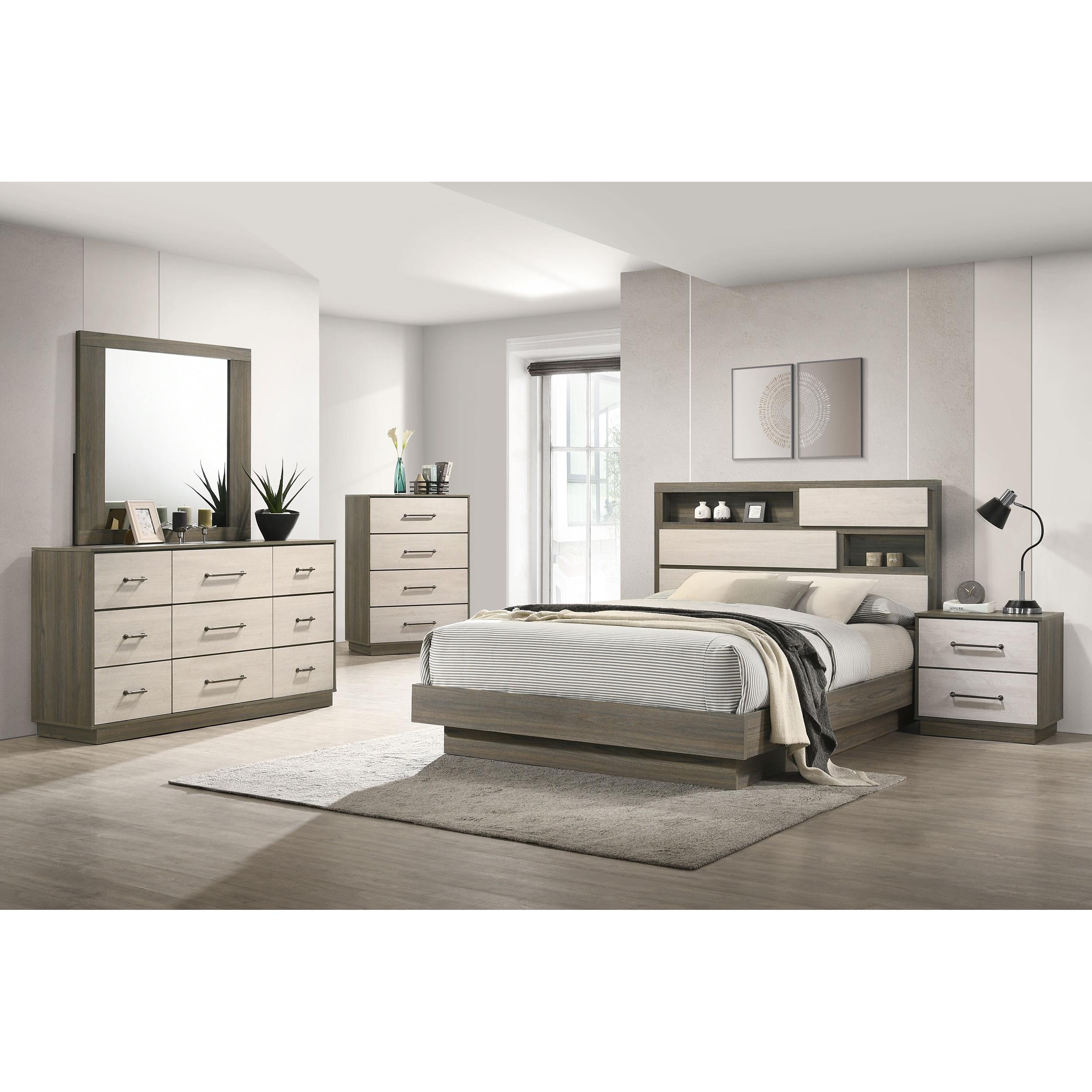 Coaster Furniture Fenwick 224981Q Queen Bed Bookcase Headboard - Grey Oak IMAGE 5