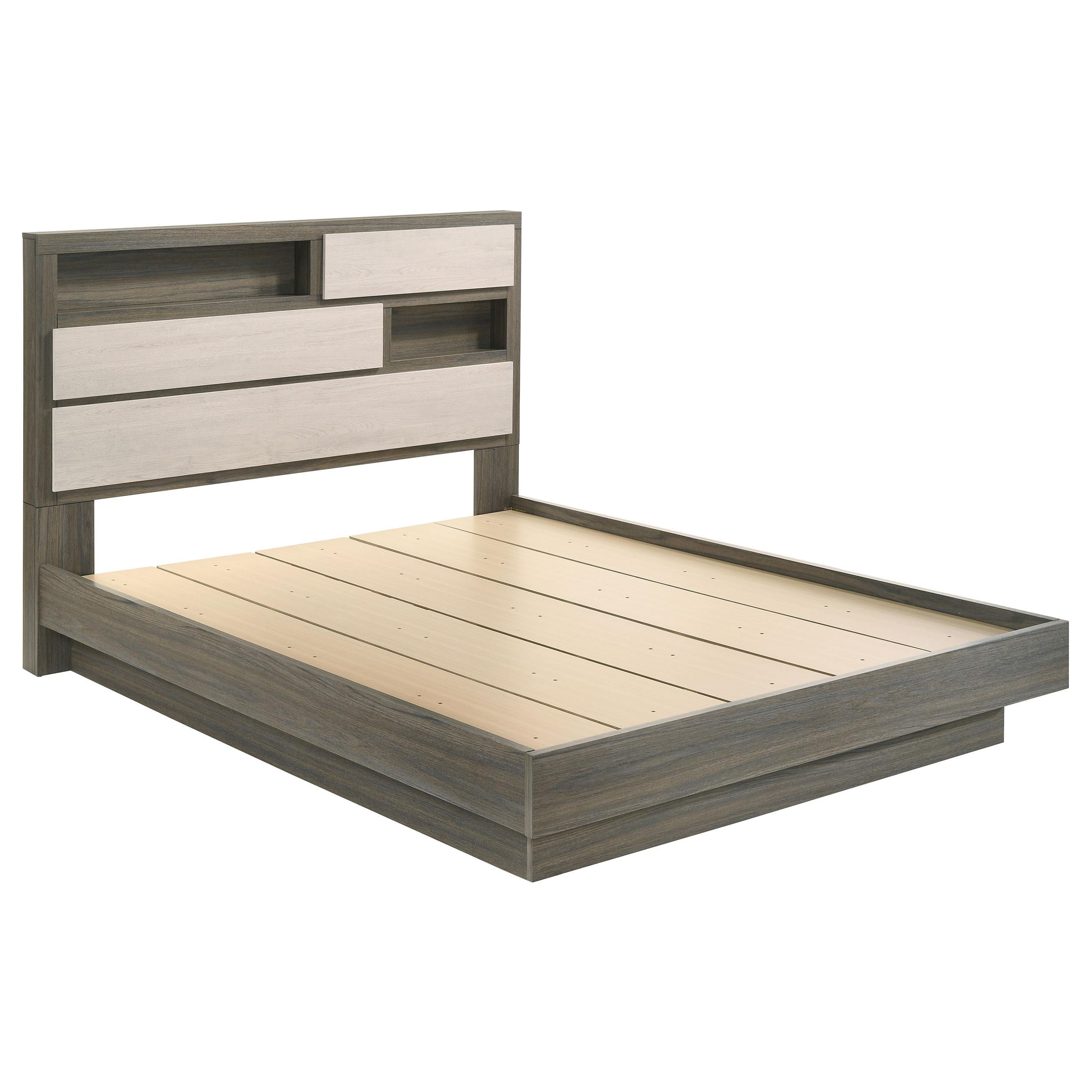 Coaster Furniture Fenwick 224981KW California King Bed Bookcase Headboard - Grey Oak IMAGE 1