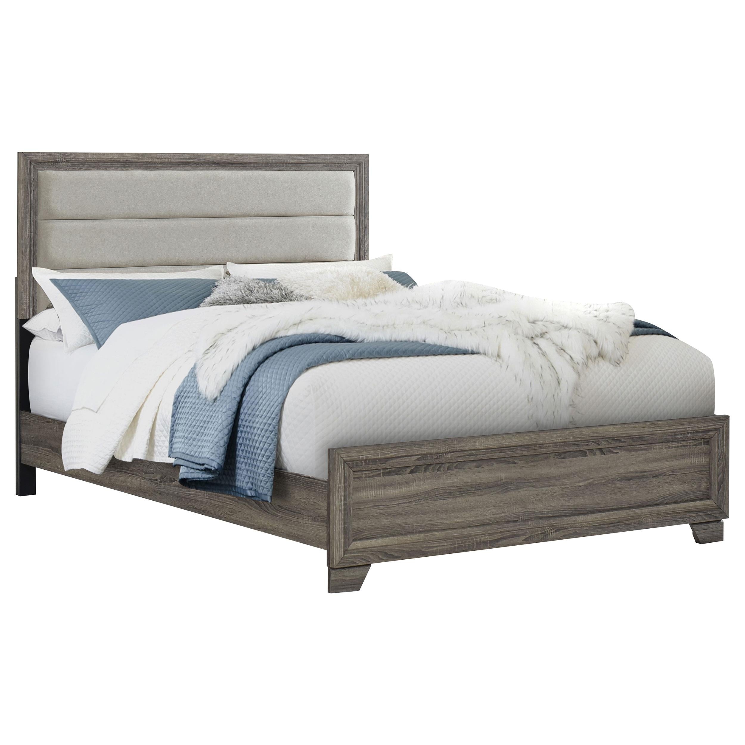 Coaster Furniture Wright 223341KE 52-inch Upholstered Eastern King Bed - Brown Oak IMAGE 2