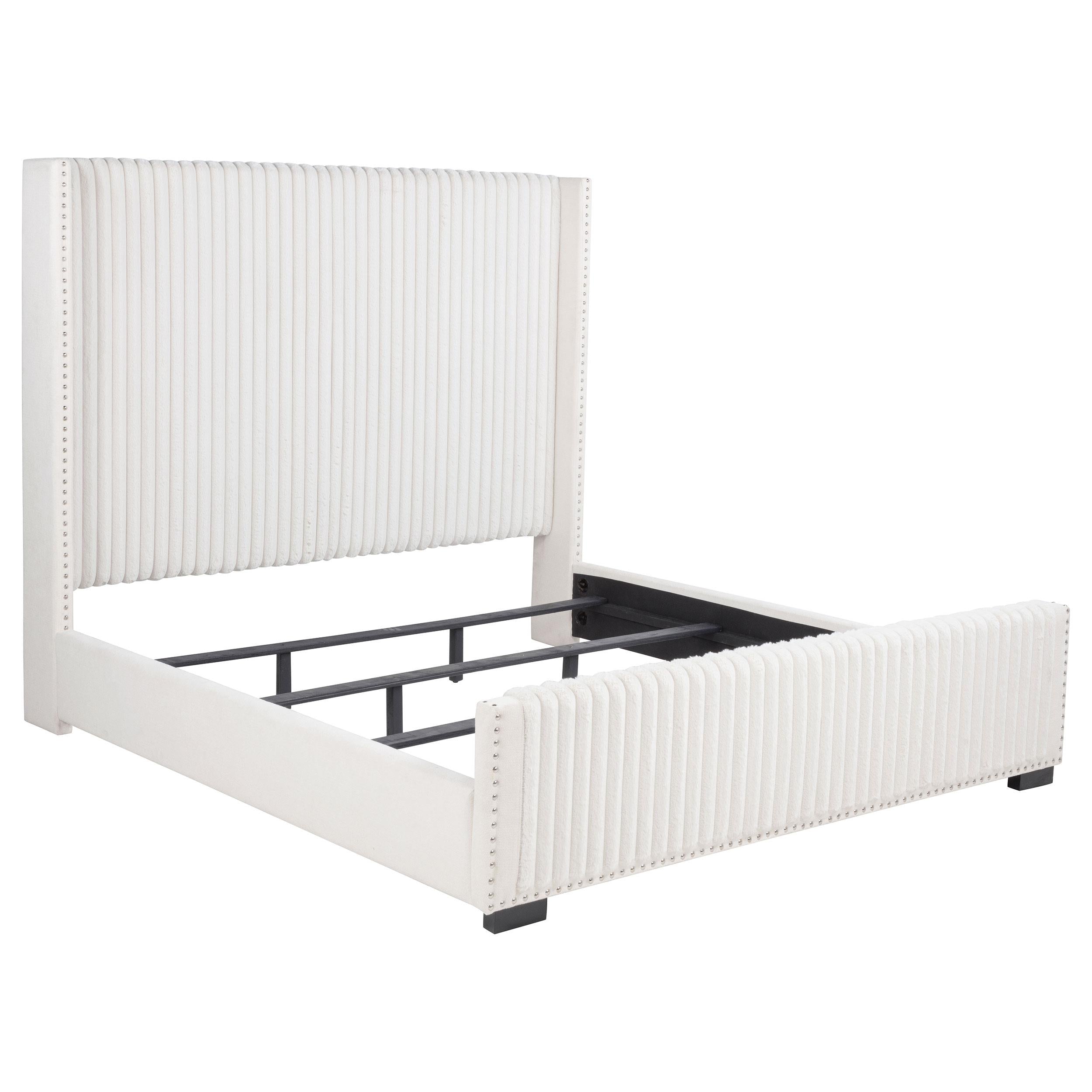Coaster Furniture Natasha 306051KE 65-inch Upholstered Eastern King Wingback Bed - Cream IMAGE 1