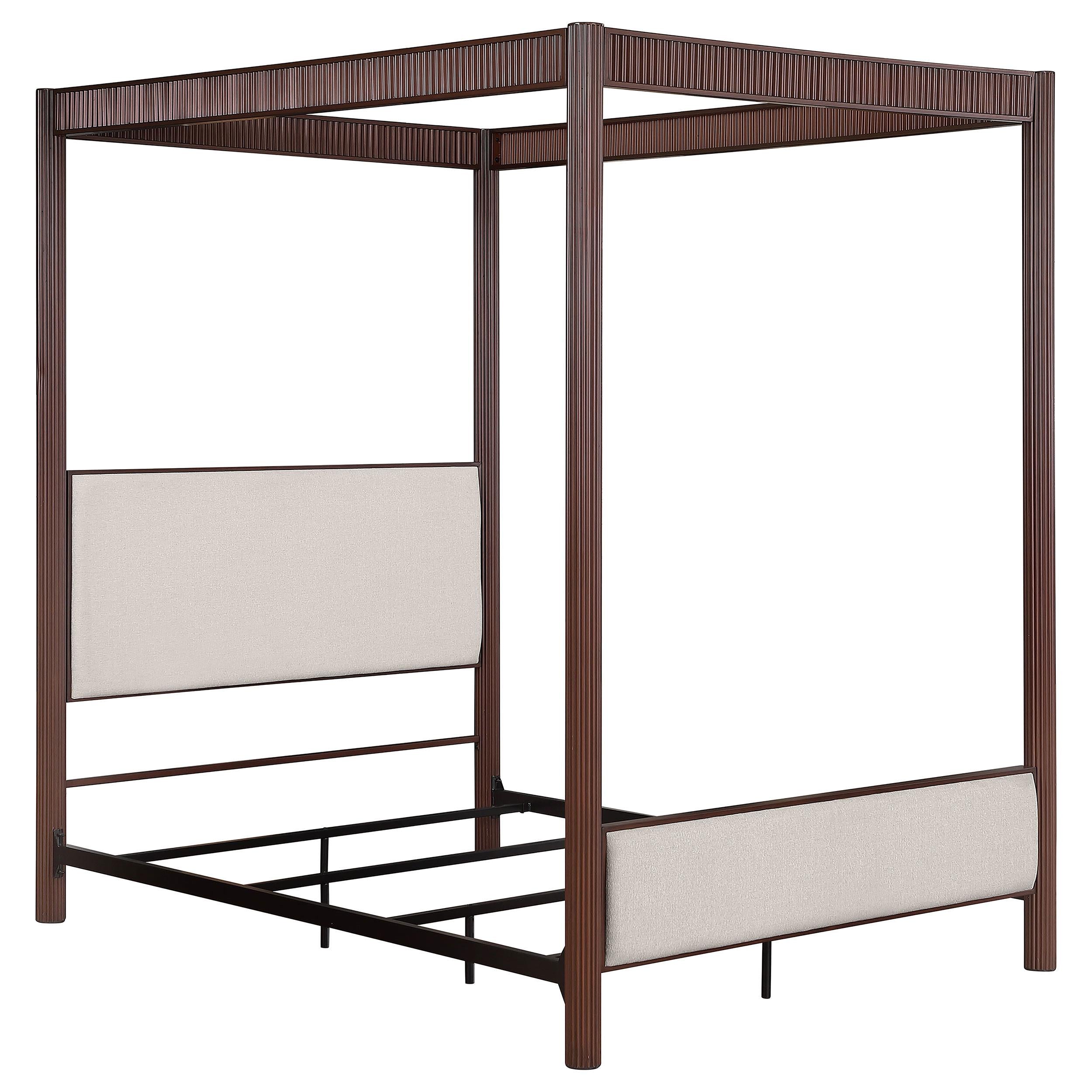 Coaster Furniture Zimmerlee 360331KE 89-inch Metal Eastern King Canopy Bed - Rust Brown IMAGE 1