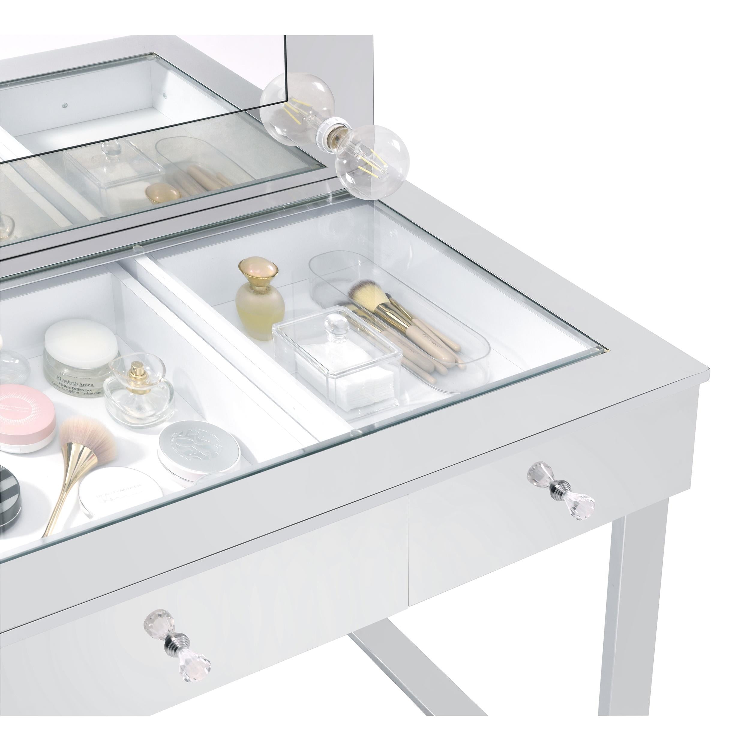 Coaster Furniture Umbridge 935934 3-Drawer Vanity Set with Lighting - Chrome and White IMAGE 6