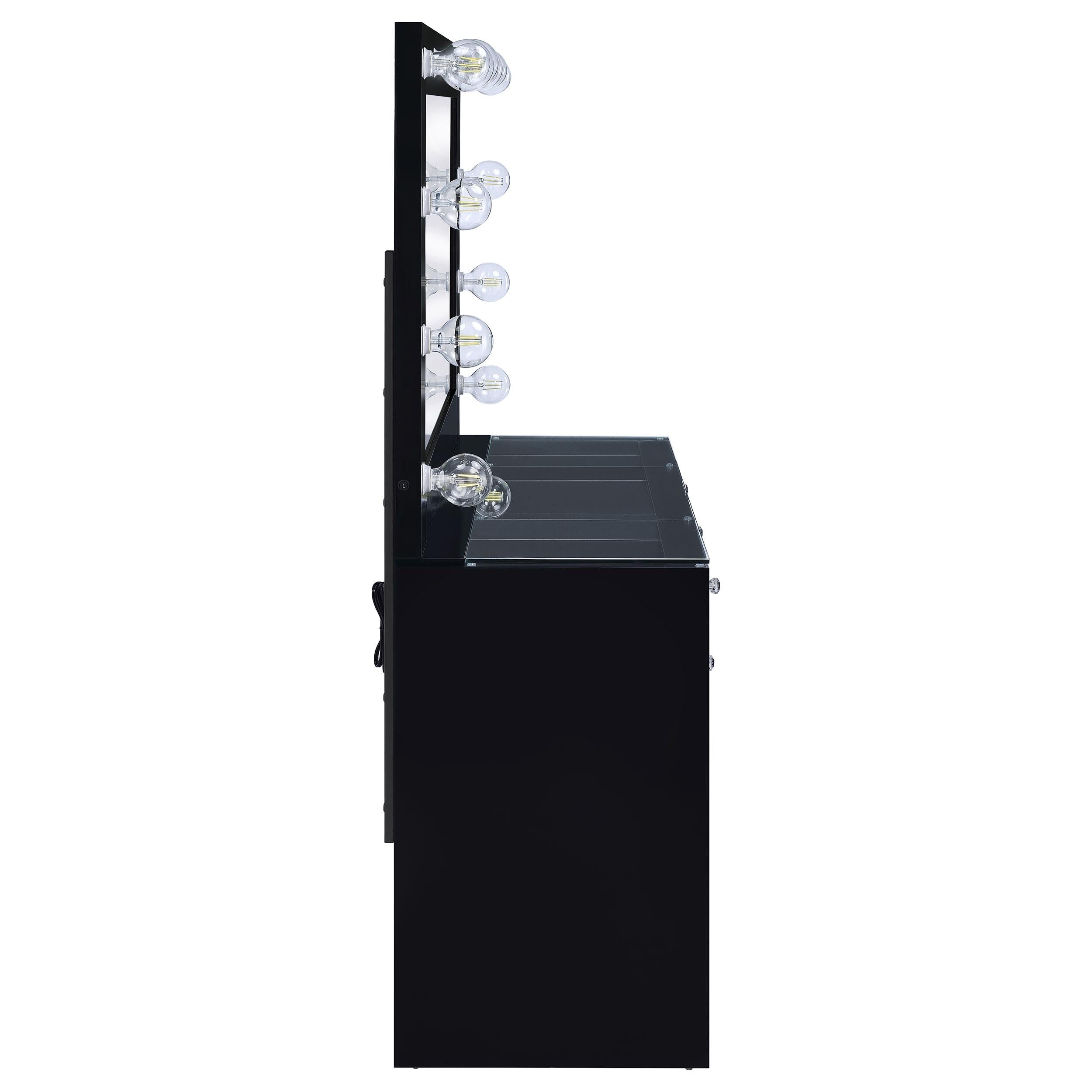 Coaster Furniture Acena 931144 7-Drawer Vanity Set with Lighting - Black High Gloss IMAGE 7
