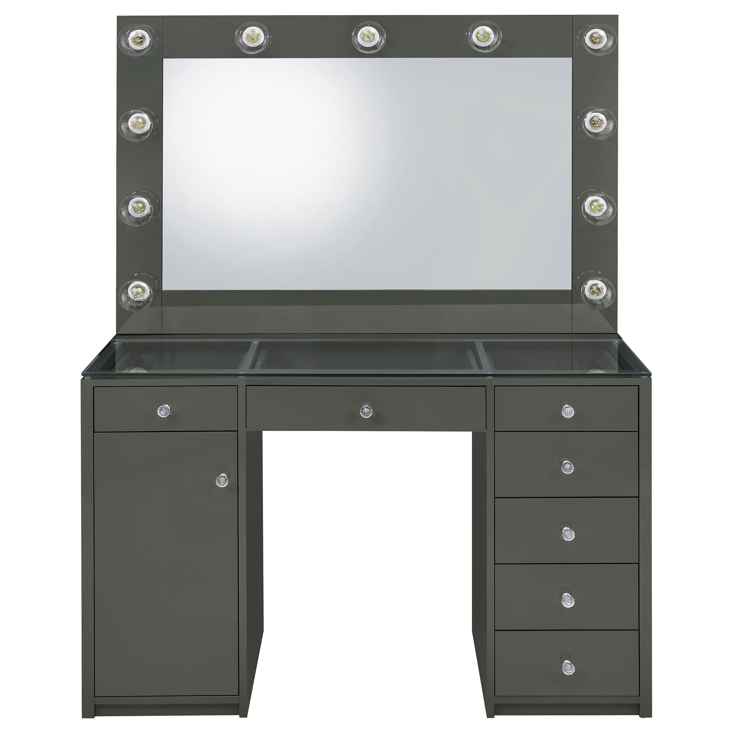 Coaster Furniture Acena 931145 7-Drawer Vanity Set with Lighting - Grey High Gloss IMAGE 3